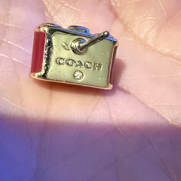 Coach Pink and Gold Stud Camara Earrings - Picture 3 of 5